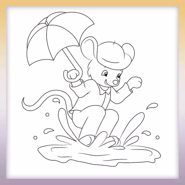 Maus mit Regenschirm - Online-Malvorlagen für Kinder