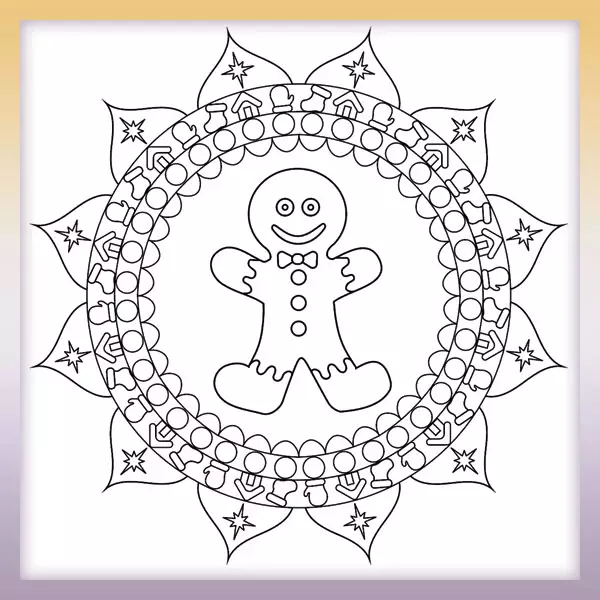 Mandala mit Lebkuchenmann - Online-Malvorlagen für Kinder