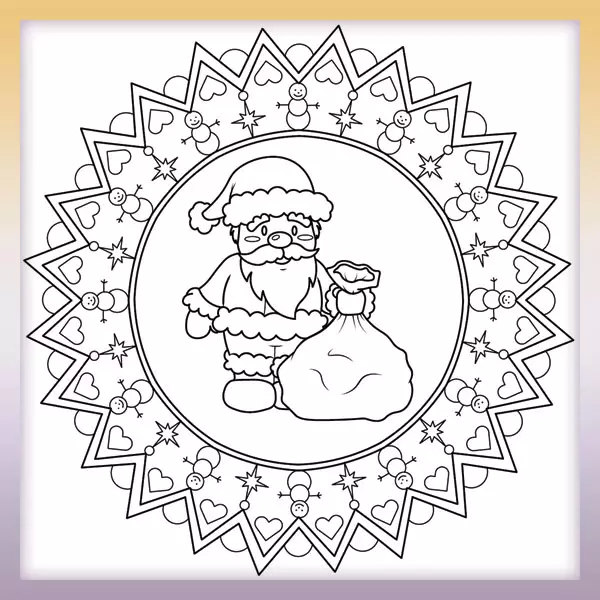 Mandala mit Santa Claus - Online-Malvorlagen für Kinder