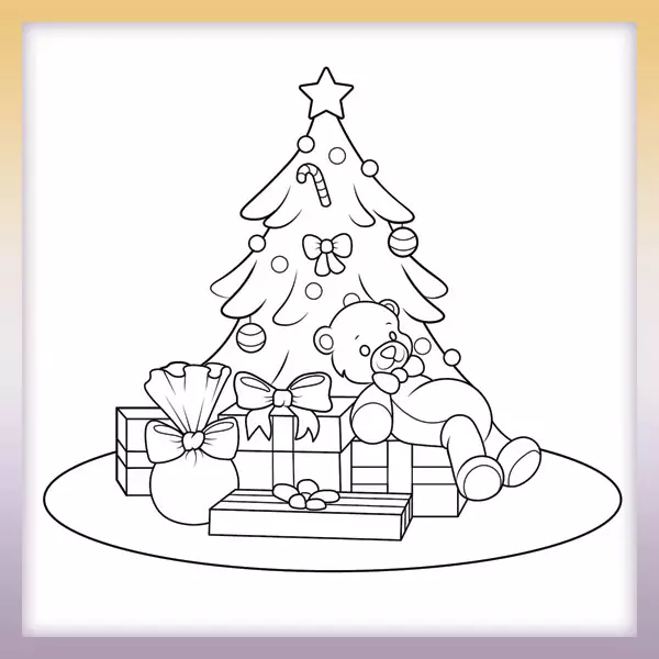 Weihnachtsbaum und Geschenke - Online-Malvorlagen für Kinder