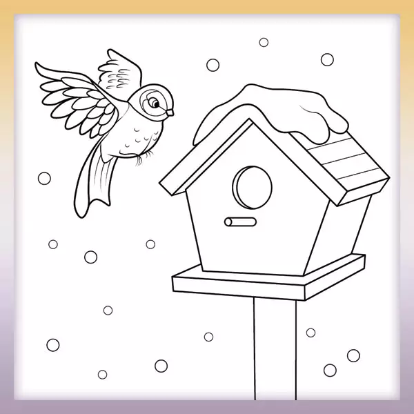 Vogelhaus und Vogel - Online-Malvorlagen für Kinder