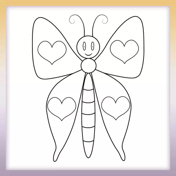 Schmetterling mit Herzflügeln - Online-Malvorlagen für Kinder