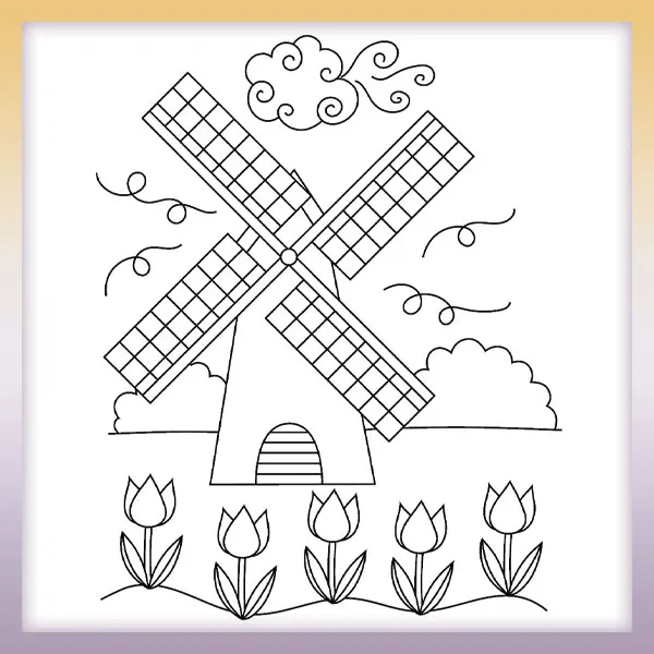 Windmühle | Online-Malvorlagen für Kinder
