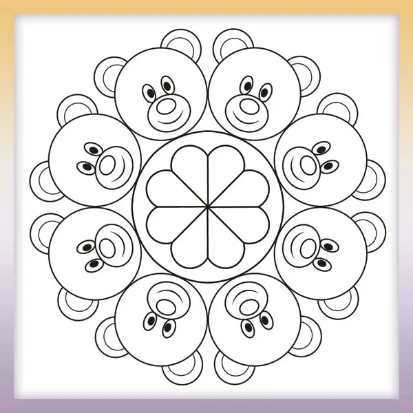 Teddy-Mandala | Online-Malvorlagen für Kinder