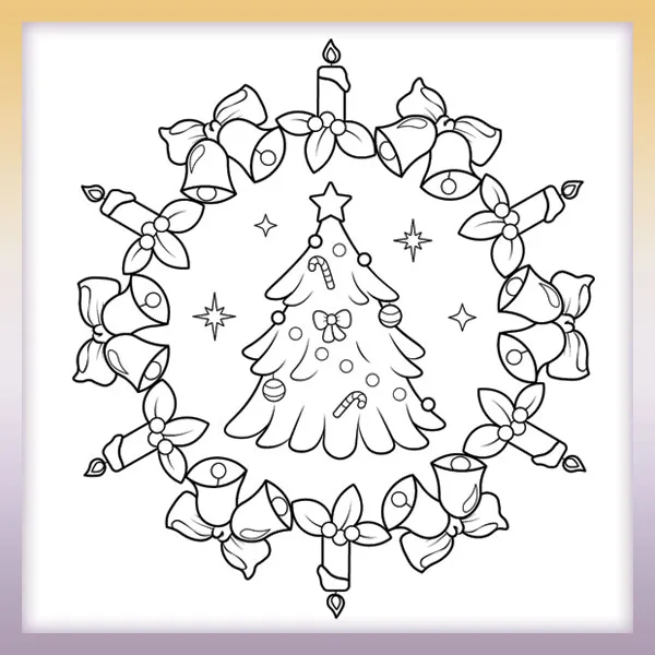 Weihnachtsbaum-Mandala | Online-Malvorlagen für Kinder