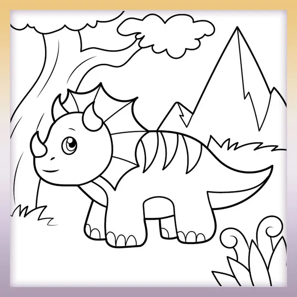 Dinosaurier - Kleiner Triceratops | Online-Malvorlagen für Kinder