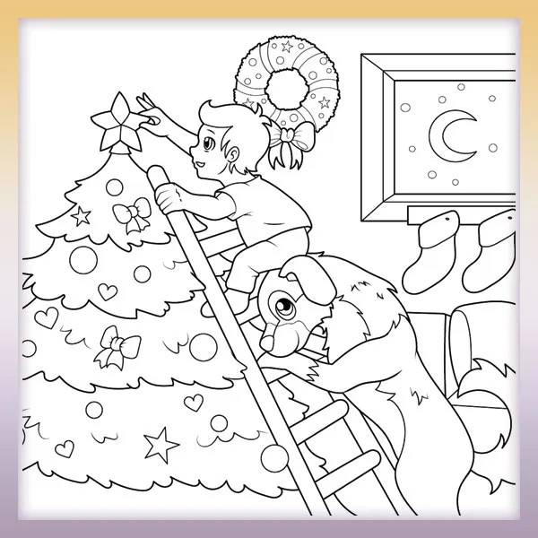 Weihnachtsbaum dekorieren | Online-Malvorlagen für Kinder