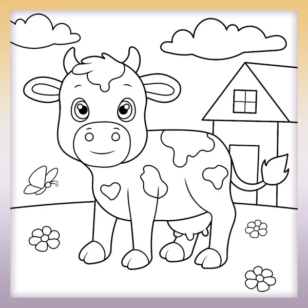 Eine Kuh auf der Wiese | Online-Malvorlagen für Kinder