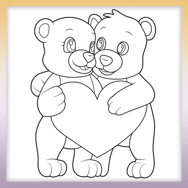 Bären mit Herz | Online-Malvorlagen für Kinder