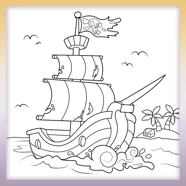 Piratenschiff | Online-Malvorlagen für Kinder
