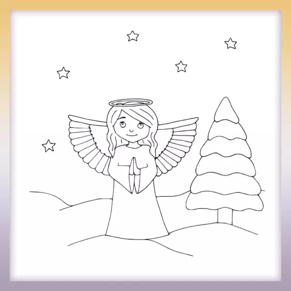 Engel am Baum - Online-Malvorlagen für Kinder