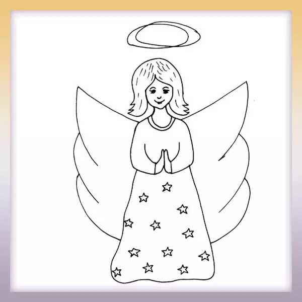 Engel mit Sternen - Online-Malvorlagen für Kinder