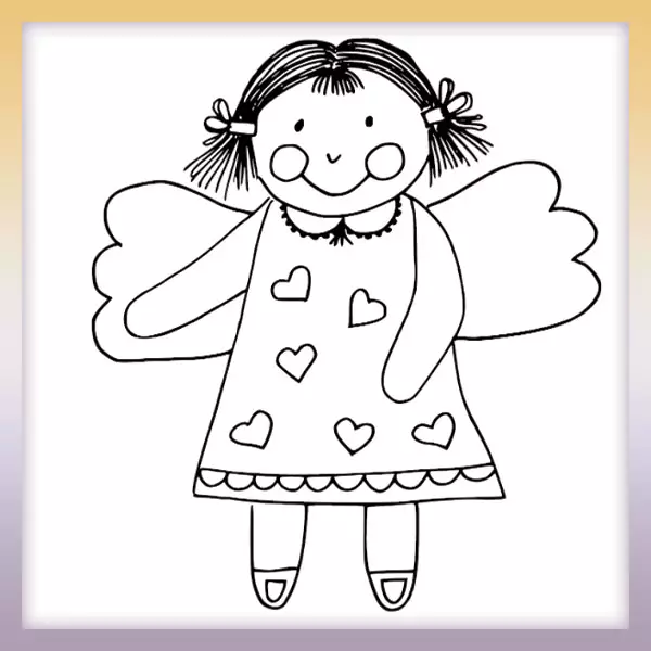 Engel mit Herzen - Online-Malvorlagen für Kinder