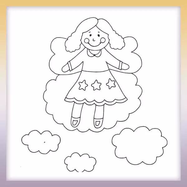 Engel in den Wolken - Online-Malvorlagen für Kinder
