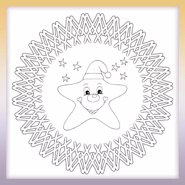 Mandala - Stern mit Hut - Online-Malvorlagen für Kinder