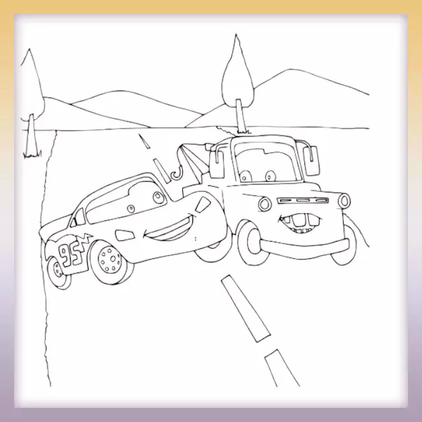 Lightning McQueen und Dock Hudson - Die Autos - Online-Malvorlagen für Kinder
