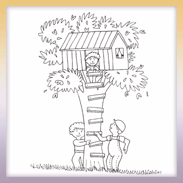 Baumhaus aus Holz - Online-Malvorlagen für Kinder