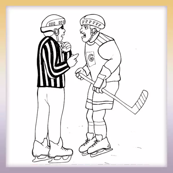 Hockeyspieler und Schiedsrichter - Online-Malvorlagen für Kinder