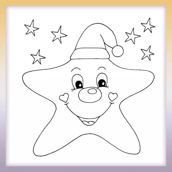 Stern mit Mütze - Online-Malvorlagen für Kinder