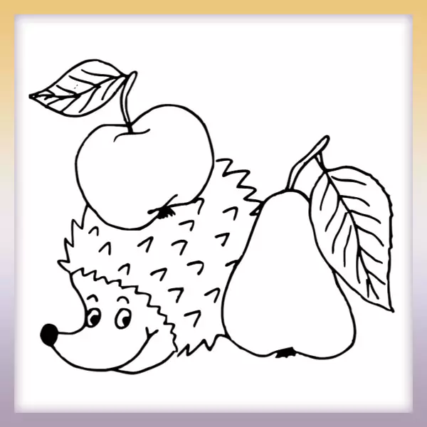 Igel mit Apfel und Birne - Online-Malvorlagen für Kinder