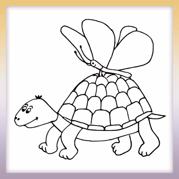 Schildkröte und Schmetterling - Online-Malvorlagen für Kinder