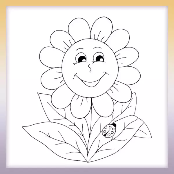 Blume mit Marienkäfer - Online-Malvorlagen für Kinder