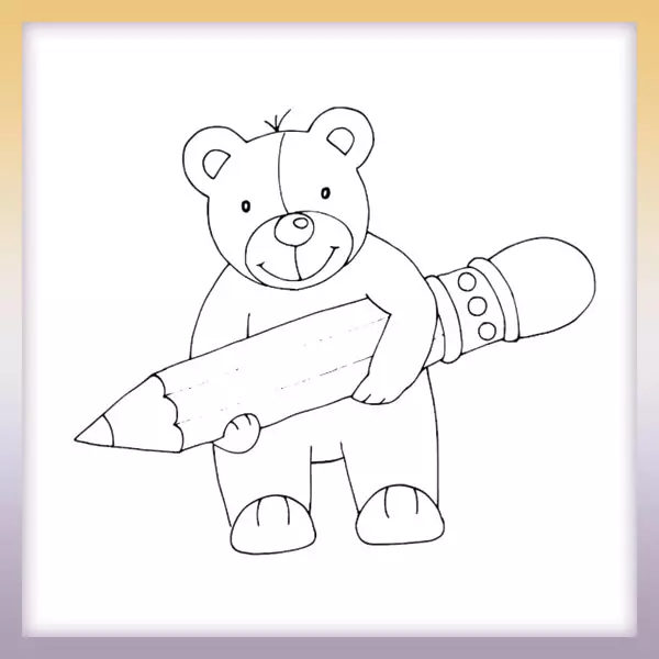 Teddybär mit Bleistift - Online-Malvorlagen für Kinder
