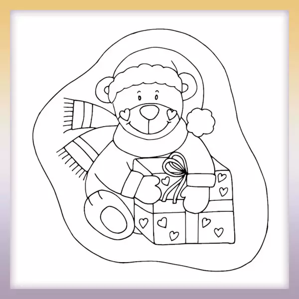 Teddybär mit Geschenk - Online-Malvorlagen für Kinder