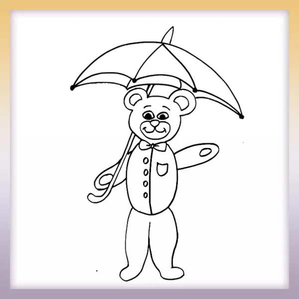Teddybär mit Regenschirm - Online-Malvorlagen für Kinder