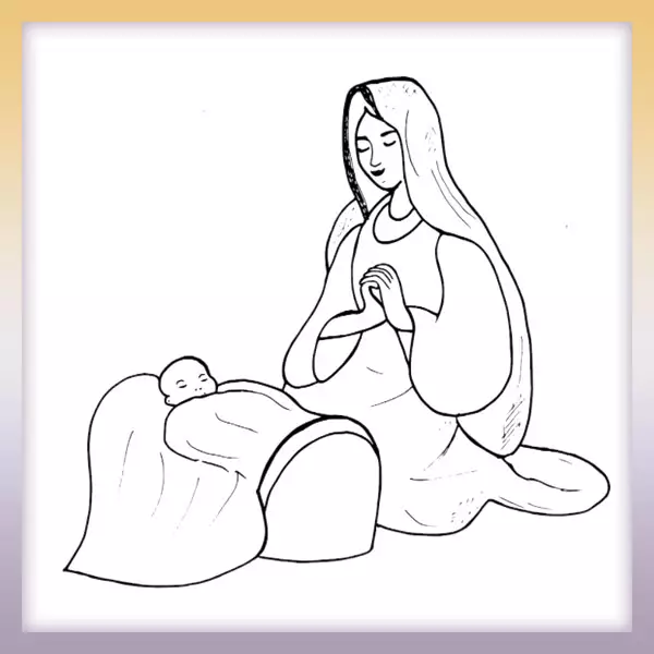 Maria mit Jesus - Online-Malvorlagen für Kinder