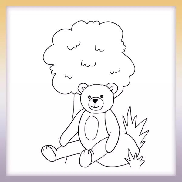 Teddybär unter einem Baum - Online-Malvorlagen für Kinder
