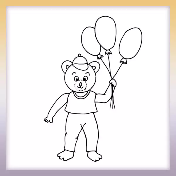 Teddybär mit Luftballons - Online-Malvorlagen für Kinder