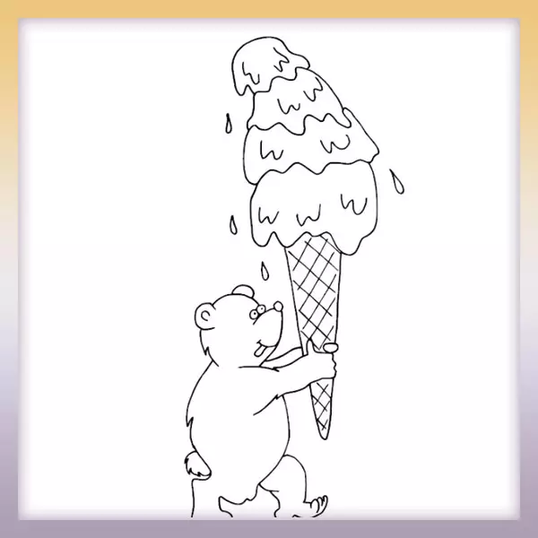 Teddybär mit Eis - Online-Malvorlagen für Kinder