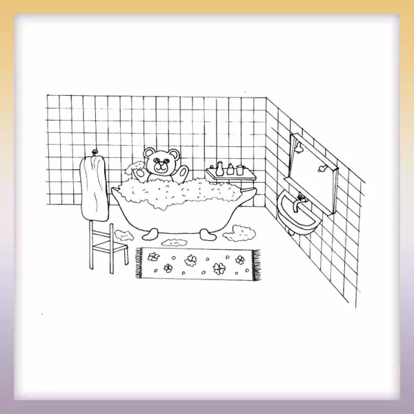 Teddybär in der Badewanne - Online-Malvorlagen für Kinder