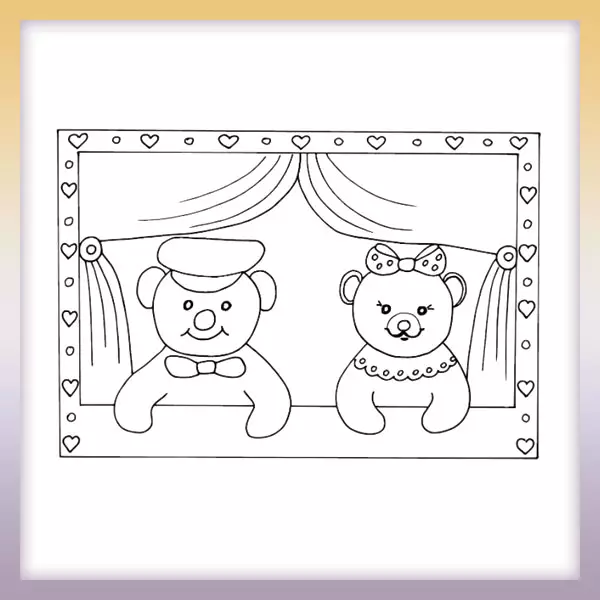 Teddybären im Fenster - Online-Malvorlagen für Kinder