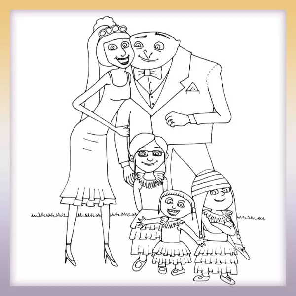 Gru mit Familie - Die Minions - Online-Malvorlagen für Kinder
