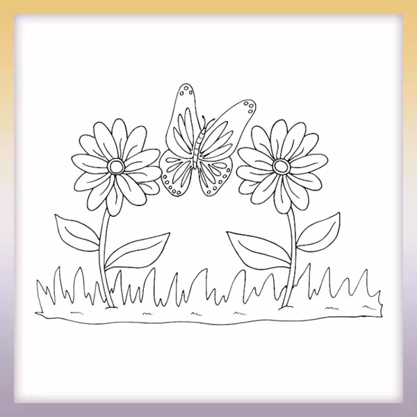 Schmetterling und Blumen - Online-Malvorlagen für Kinder