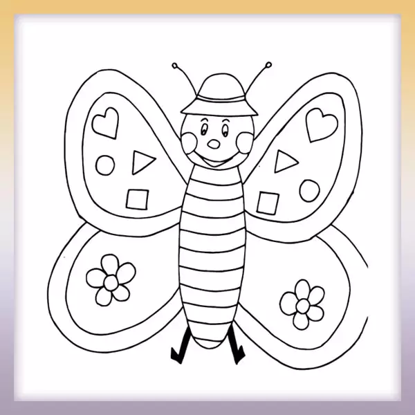 Schmetterling mit Hut - Online-Malvorlagen für Kinder