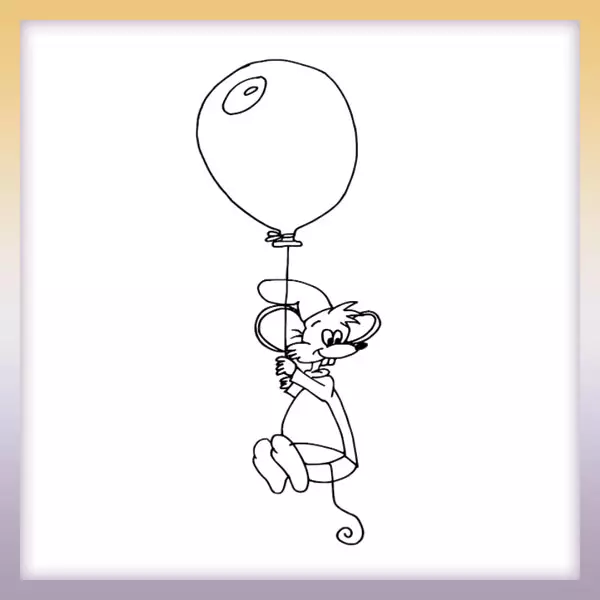 Maus mit Ballon - Online-Malvorlagen für Kinder