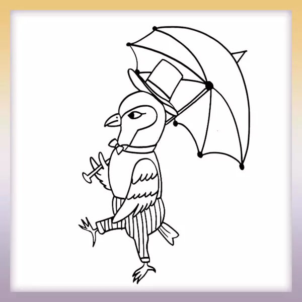 Papagei mit Regenschirm - Online-Malvorlagen für Kinder