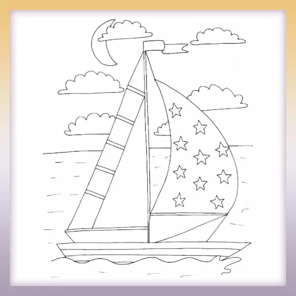 Segelboot mit Sternen - Online-Malvorlagen für Kinder