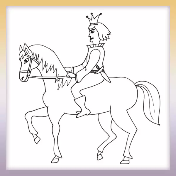 Prinz auf dem Pferd - Online-Malvorlagen für Kinder