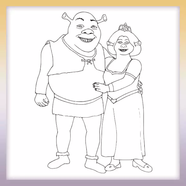 Shrek und Fiona - Online-Malvorlagen für Kinder