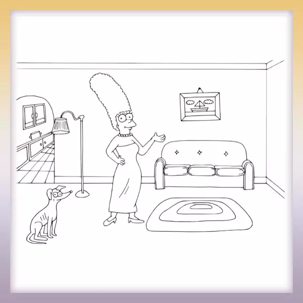 Die Simpsons - Marge im Wohnzimmer - Online-Malvorlagen für Kinder