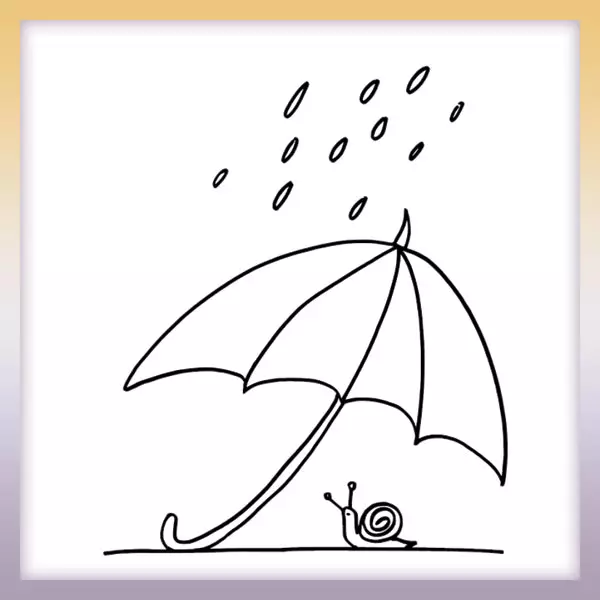Schnecke unter einem Regenschirm - Online-Malvorlagen für Kinder