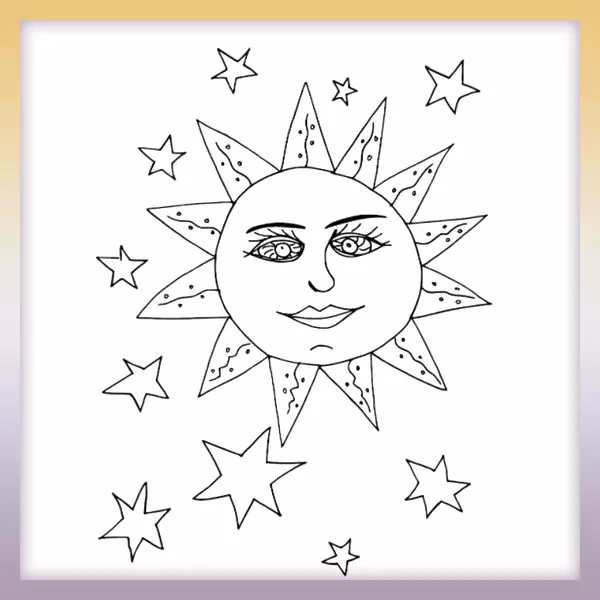 Sonne und Sterne - Online-Malvorlagen für Kinder