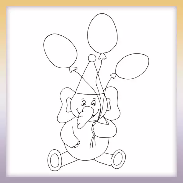 Elefant mit Luftballons - Online-Malvorlagen für Kinder