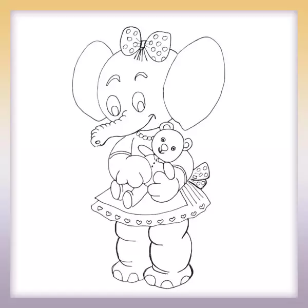 Elefant mit Teddybär - Online-Malvorlagen für Kinder