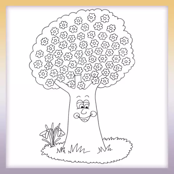 Baum mit Blumen - Online-Malvorlagen für Kinder
