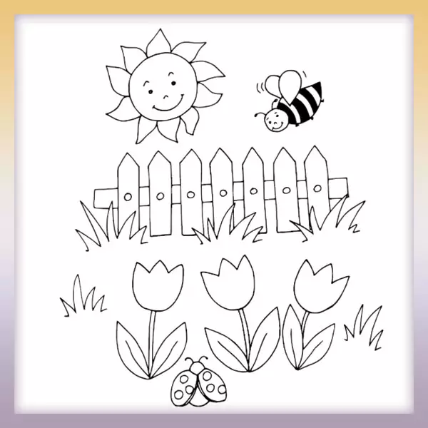 Biene und Sonne - Online-Malvorlagen für Kinder